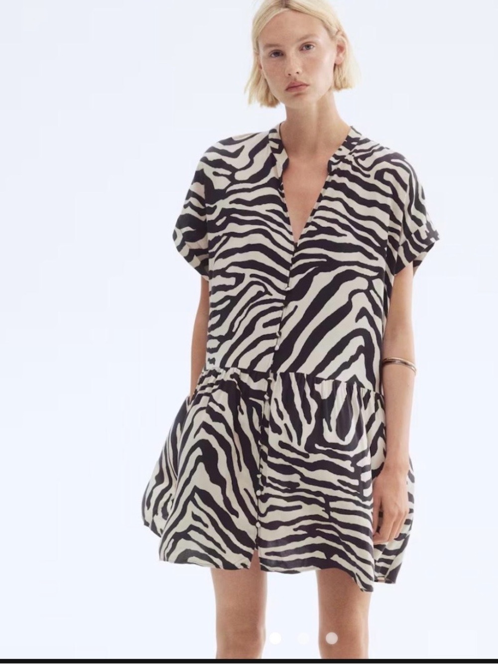 H&M Crinkle Tunic Dress in Zebra